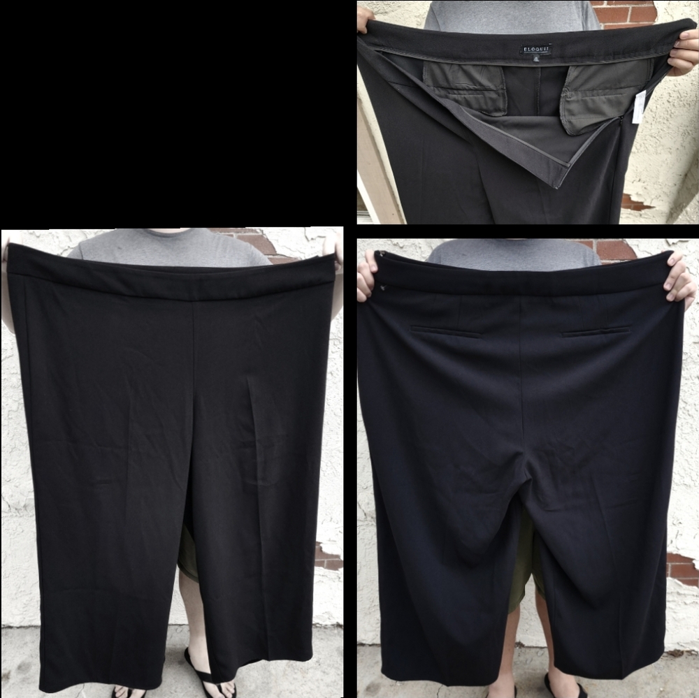 New 24 ELOQUII Black Cropped Wide-Leg Trouser Dress Pants Business Office 24W